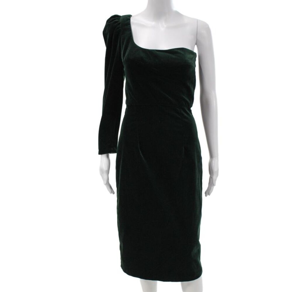 Silvia Tcherassi Women Sheath Pencil Dress Green Long Sleeve Square Neck Size S